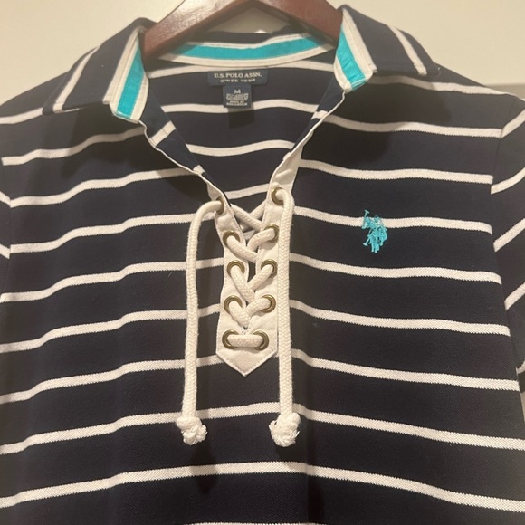 U.S. Polo Assn. Black and White Sporty Striped Polo - Picture 3 of 4